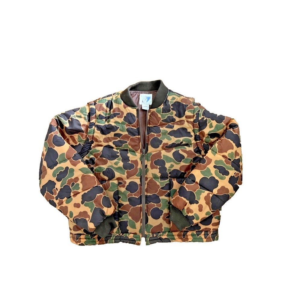 Vtg Trophy Club Duck Hunting Jacket Vest Zip Sleeves Nylon Bomber Puffer XL